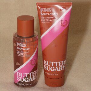NWT Pink Lot of Body Mist and Body Lotion Buttery Sugary Flaky Croissant Vegan
